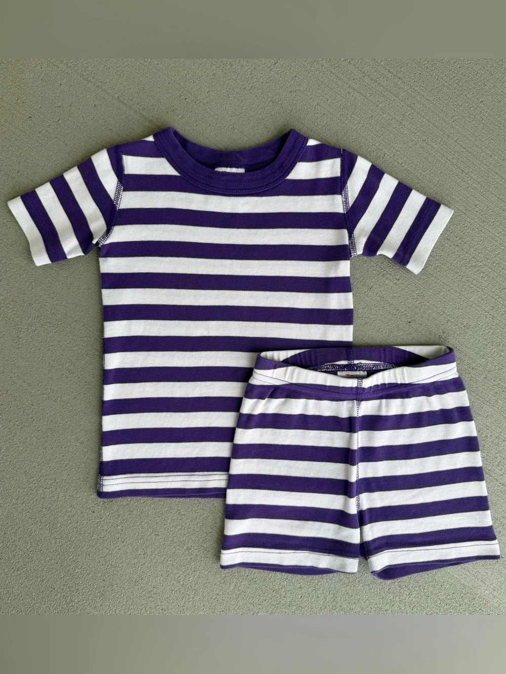 Hanna Andersson PJs Kids 4 100% Organic Cotton Purple White Striped Short Johns
